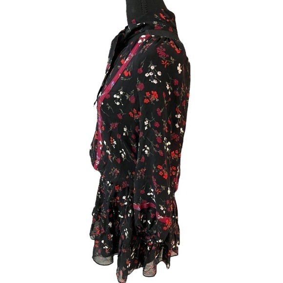 Joie Silk Floral Dress Sheer Sleeves Size Small NWT - Picture 7 of 14
